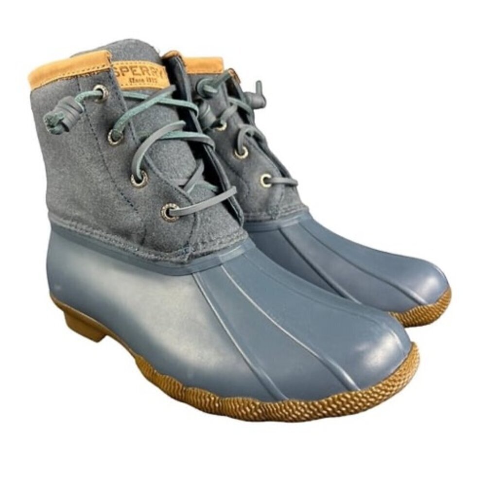 Sperry Top-Sider Saltwater Ankle Rubber Rain Snow Duck Boots Wool Lined Size 7 - Picture 2 of 6